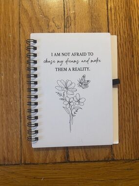 White Inspirational Spiral Notebook Journal with Floral Cover